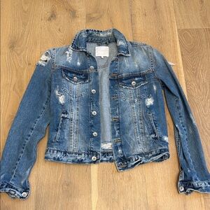 Zara Blue Distressed Jean Jacket